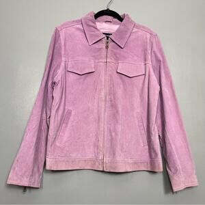 NWT Denim&Co Leather Suede Jacket Coat Lilac Purple Women’s Large